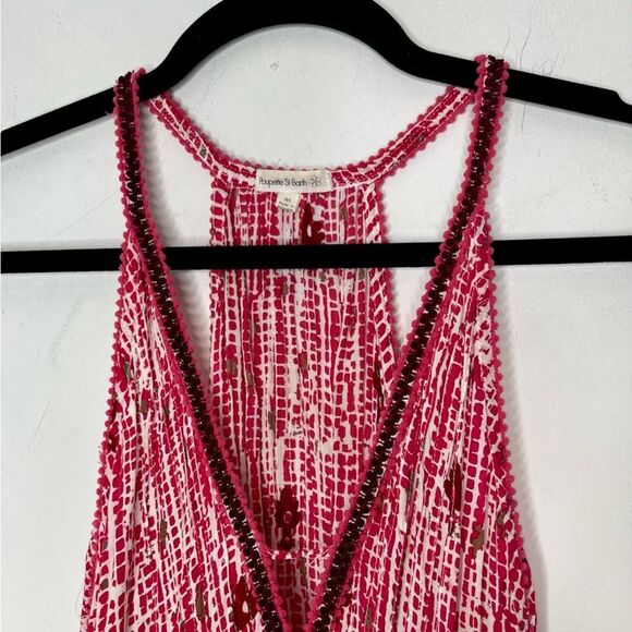 Sz M Poupette St Barth Pink Bety Mini Ruffle Dress Floral Poupette St. Barth - Picture 5 of 8
